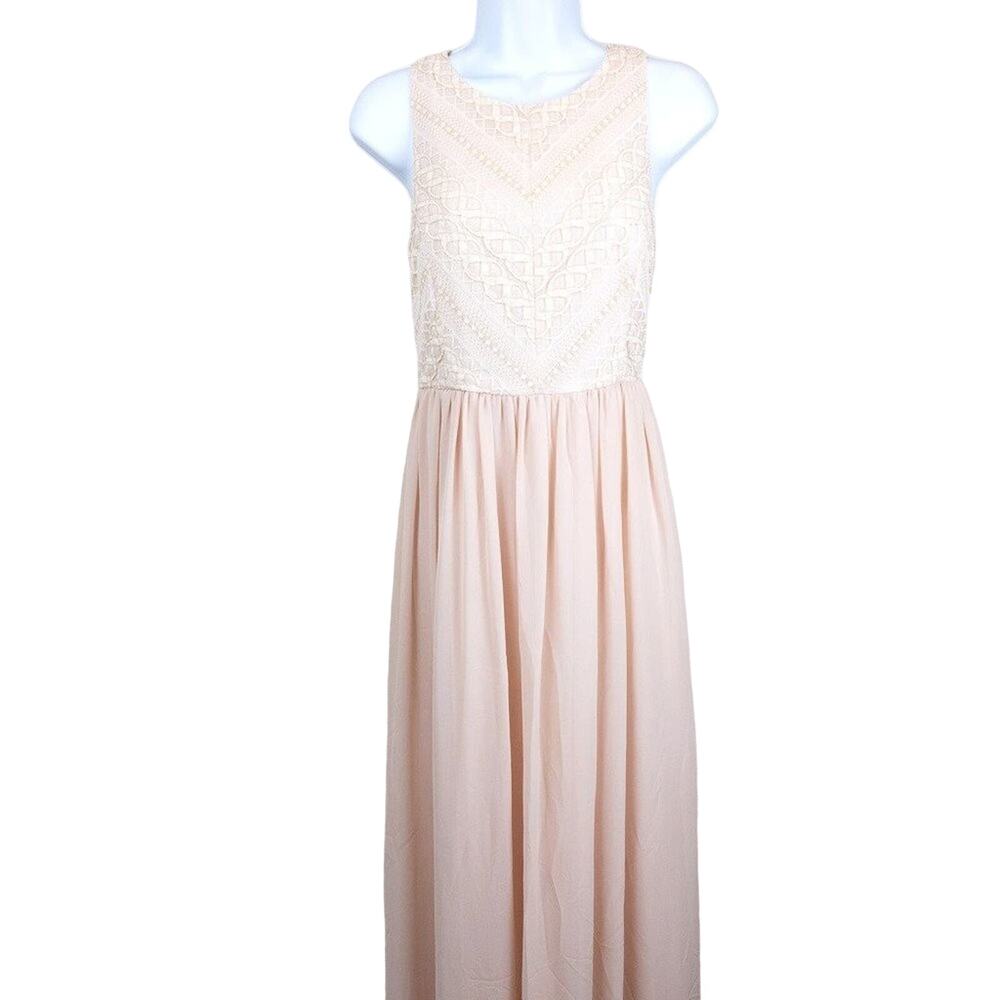GIANNI Bini light pink/peach full length lace bodice formal dress. 4.